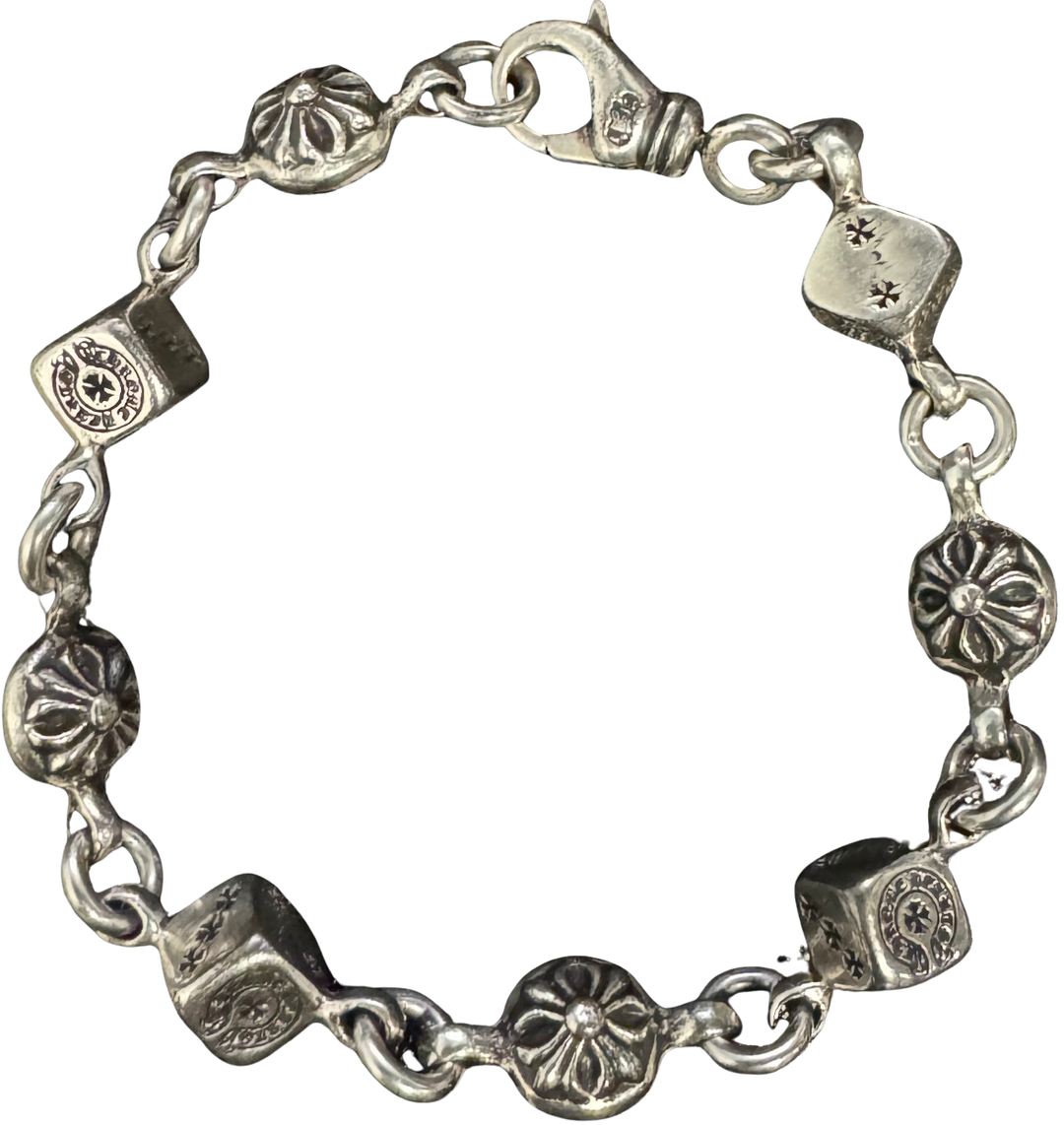 Chrome Hearts 'Dice & Plus' 7in Silver Bracelet