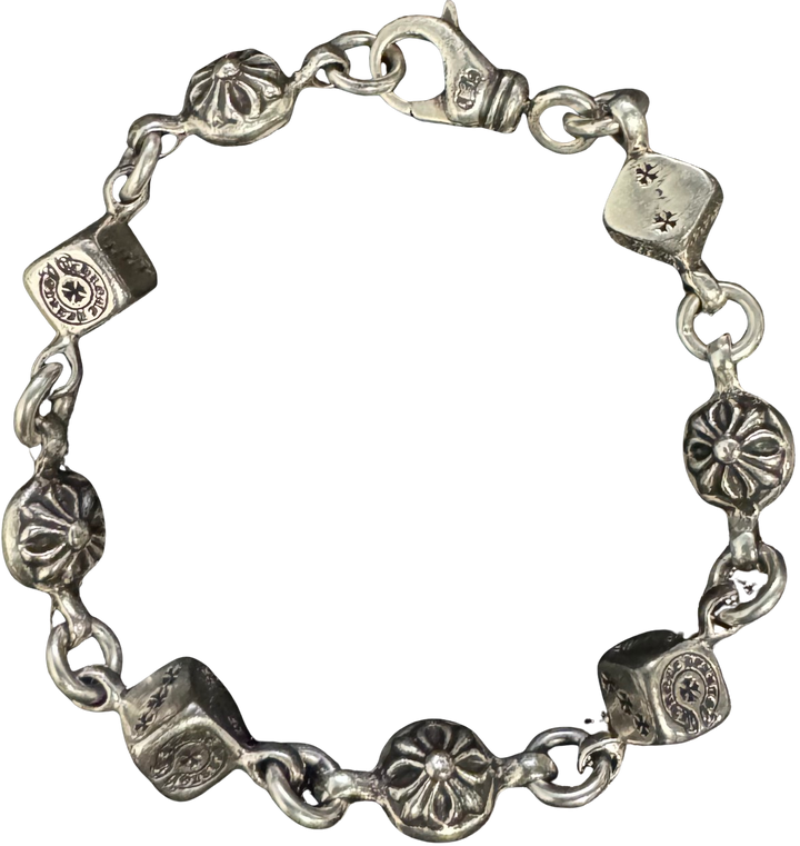 Chrome Hearts 'Dice & Plus' 7in Silver Bracelet