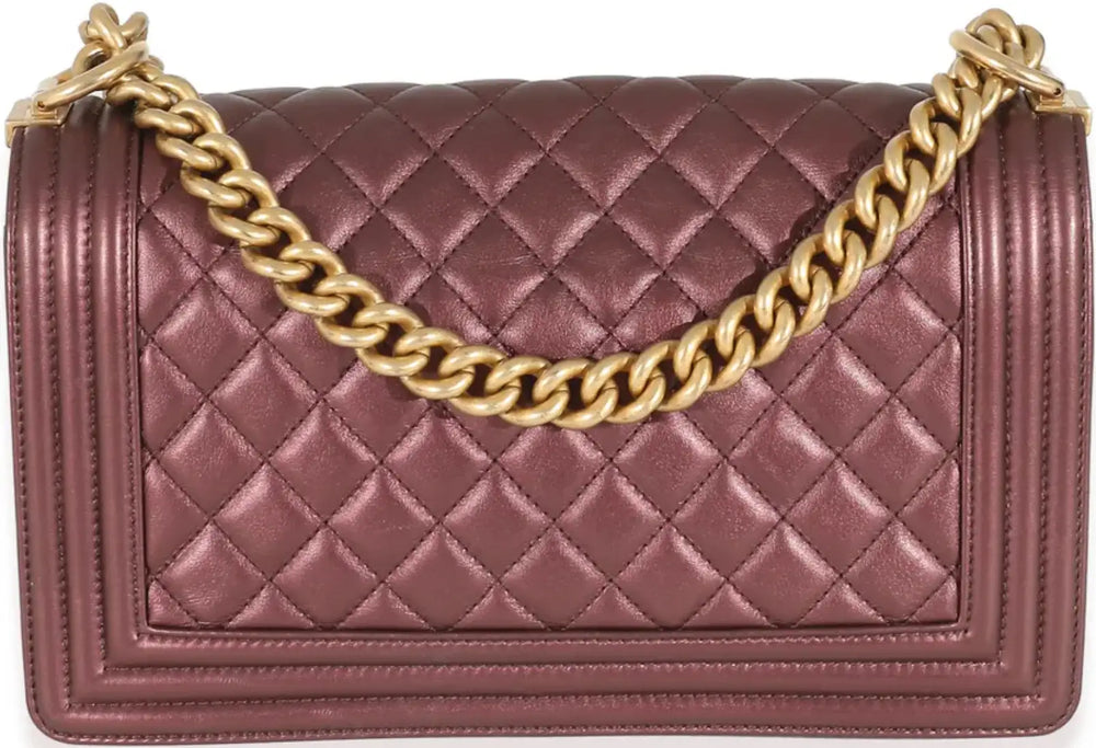 Chanel 'Metallic Plum' Medium Lambskin Boy Handbag