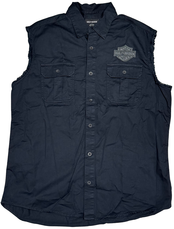 Harley Davidson 'Vintage Mechanic' Cutoff Button Shirt