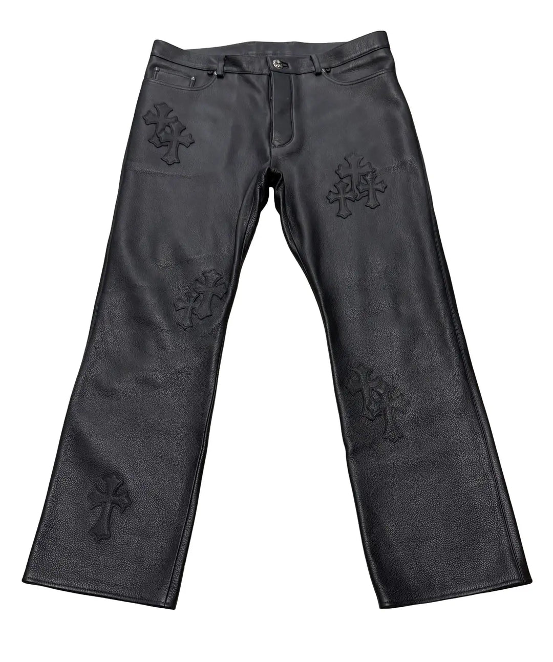 Chrome Hearts '20 Patch' Black Leather Pants