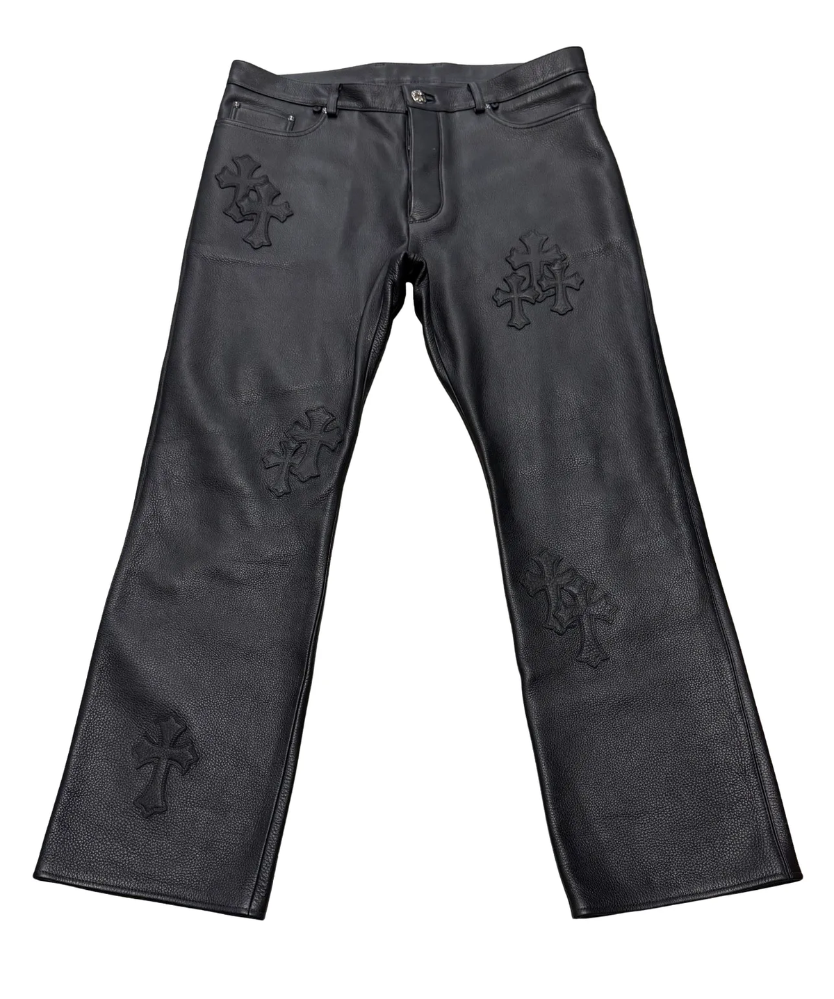 Chrome Hearts '20 Patch' Black Leather Pants