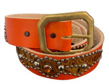 Studded 'Brown Scale Spider Gem' Orange Belt