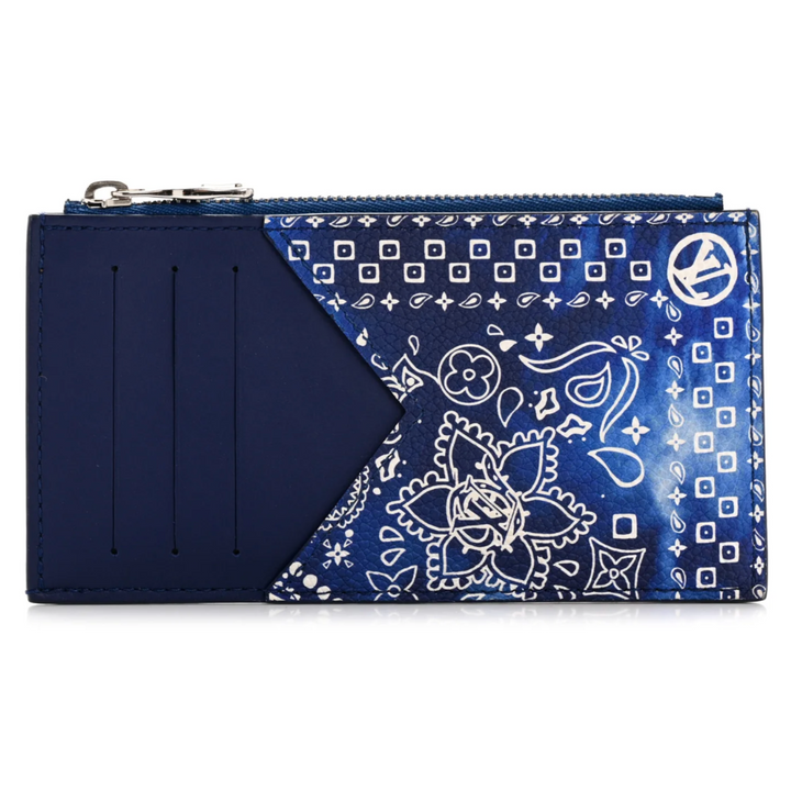 Louis Vuitton Cowhide Monogram Bandana Coin Card Holder Blue