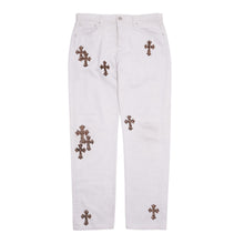 Chrome Hearts 'Cheetah Cross Patch' White Levi Jeans