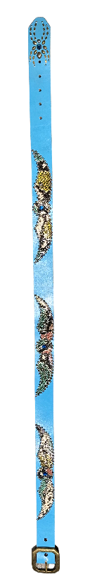 Studded 'Multi Color Snakeskin Spider Gem' Baby Blue Belt