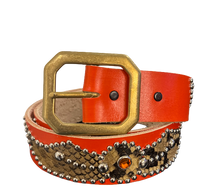Studded 'Brown Black Snakeskin Spider Gem' Orange Belt