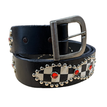 Studded 'Checkerboard Red Gem' Black Belt