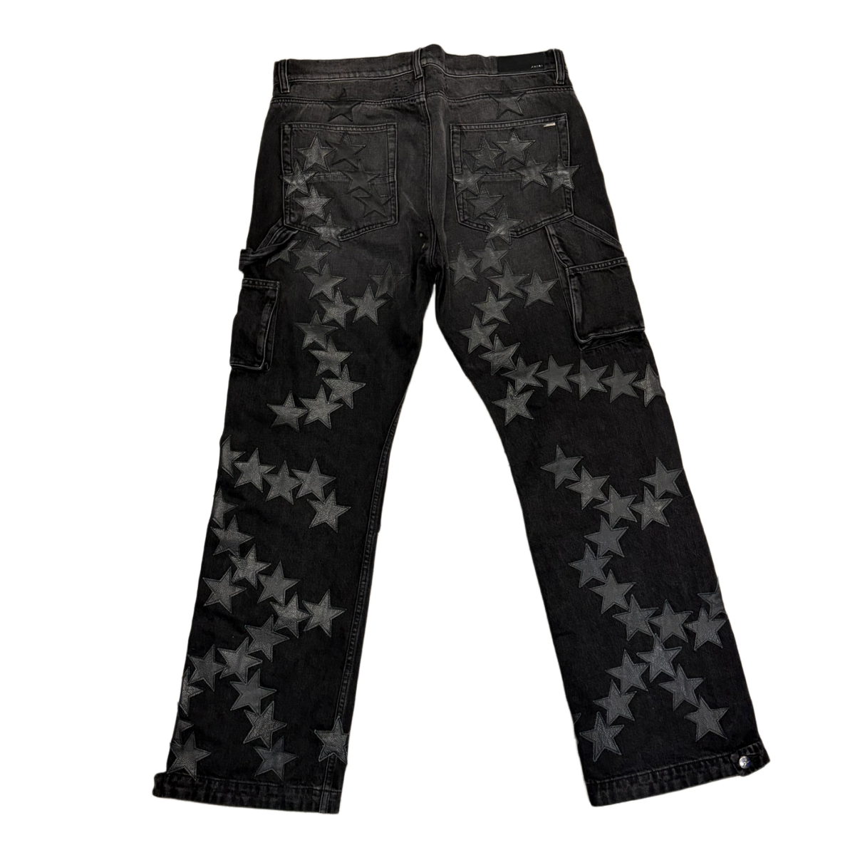 Amiri 'Black' Chemist Leather Star Patch Double Knee Carpenter Jeans