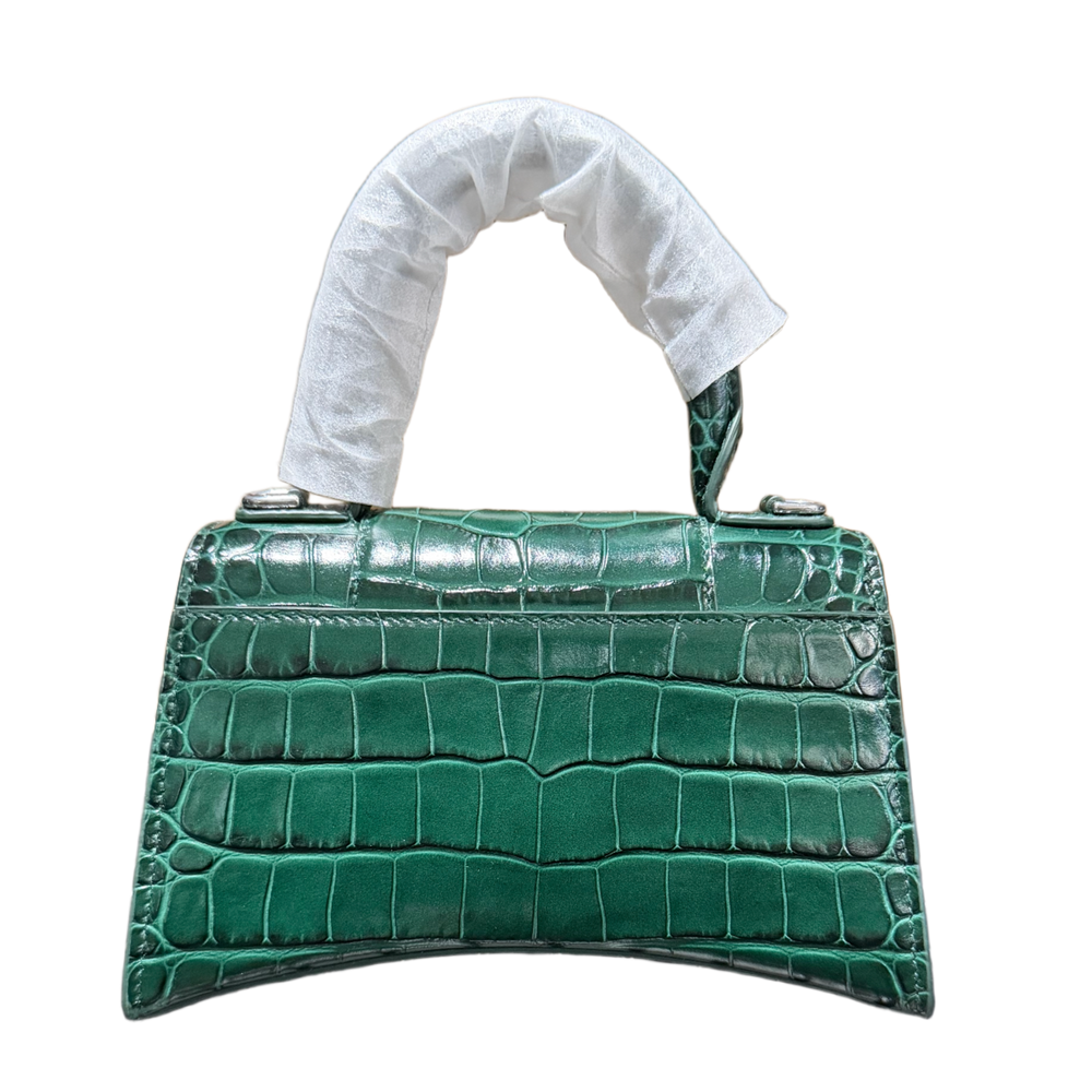Balenciaga Hourglass XS 'Crocodile Embossed Calfskin' Leather Green Handbag