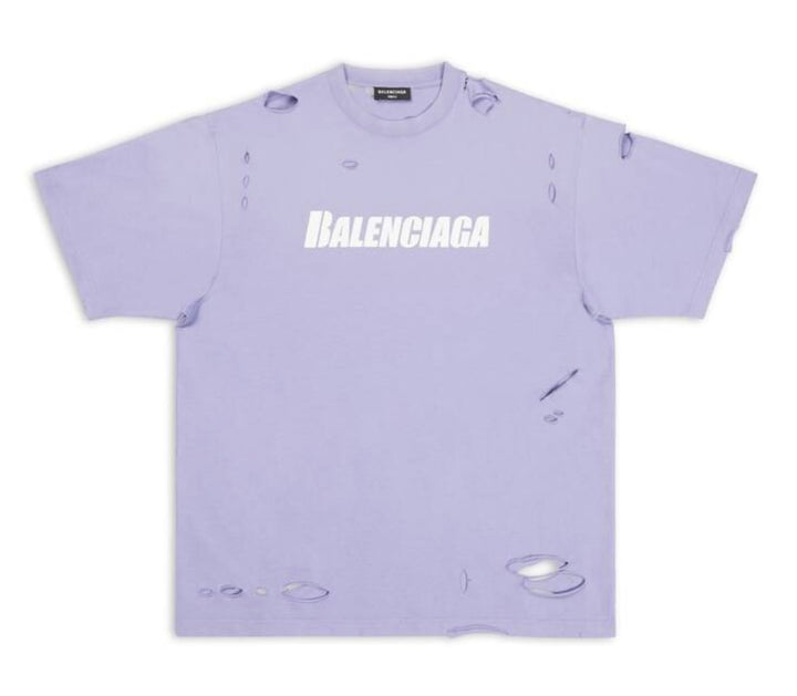 Balenciaga 'Boxy' Destroyed Purple Tee