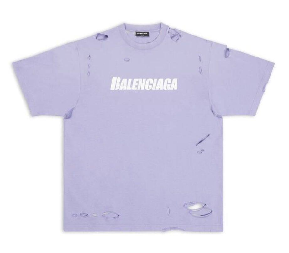 Balenciaga 'Purple Oversized Distressed' Tee