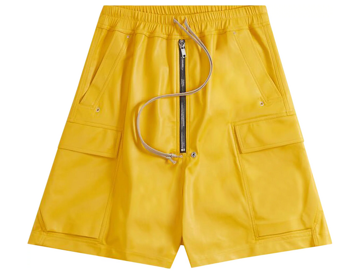 Rick Owens 'Lemon' Leather Cargo Shorts