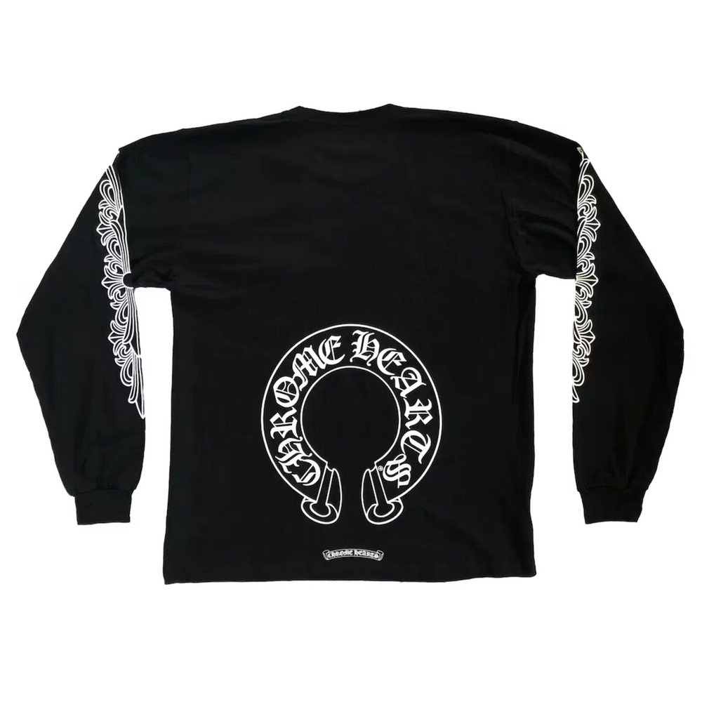 Chrome Hearts 'Black' Horseshoe Pocket Logo Floral Longsleeve Tee