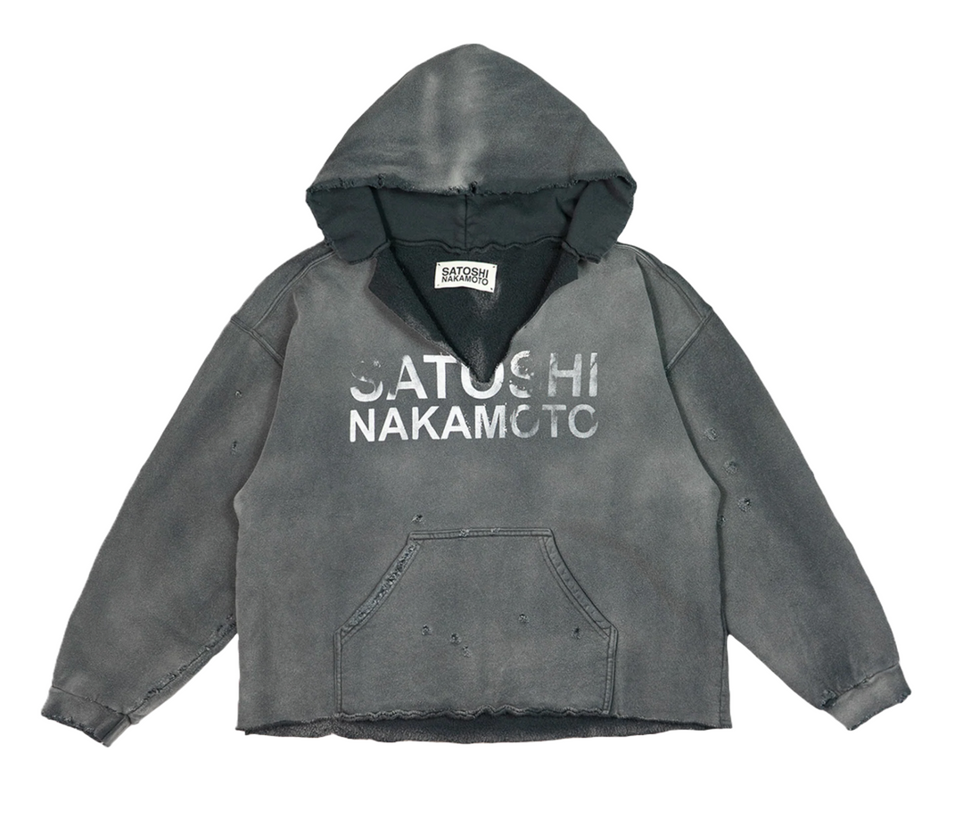 Satoshi Nakamoto 'Destructo' Washed Black Hoodie