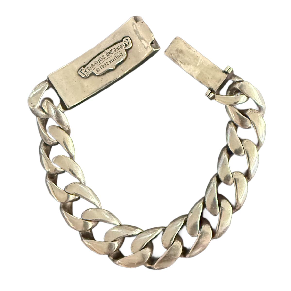 Chrome Hearts 'Floral Cross' 9in Silver Bracelet with Ruby