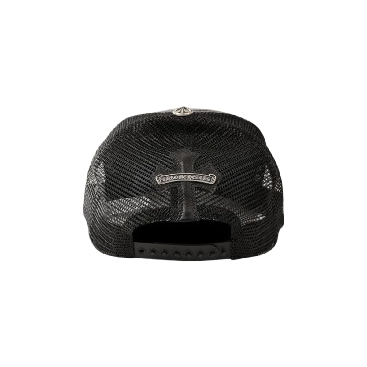 Chrome Hearts 'Black' Fleur De Lis Leather Trucker Hat