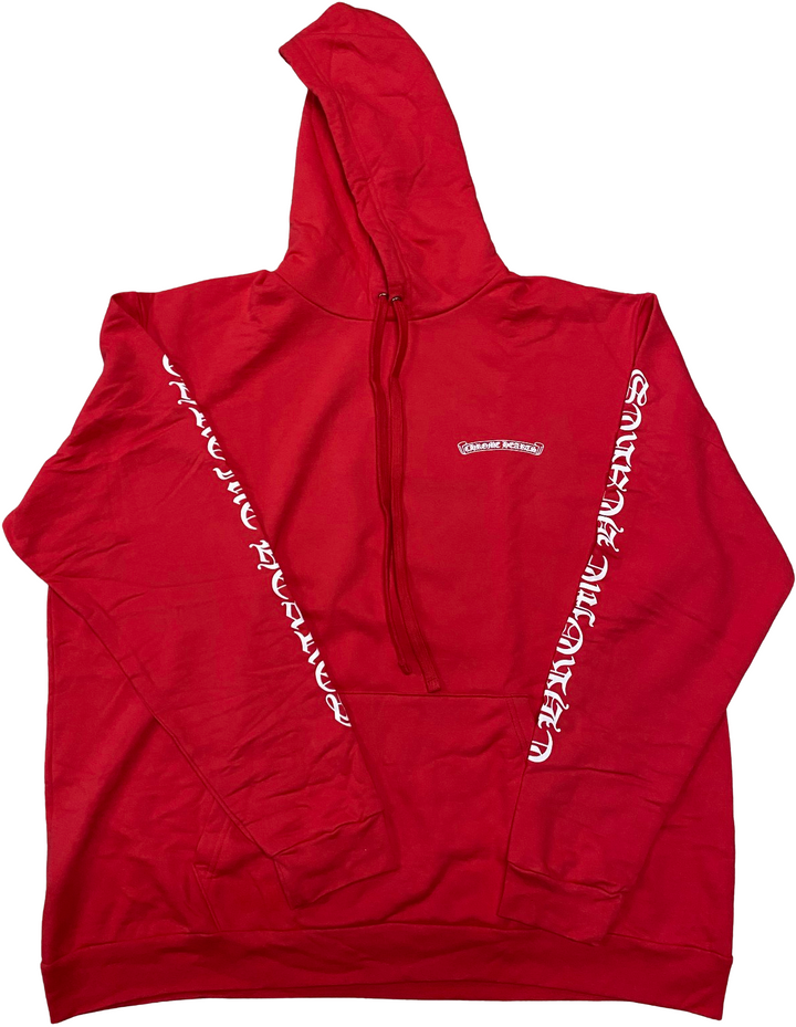 Chrome Hearts 'Scroll Logo' Red/White Pullover Hoodie