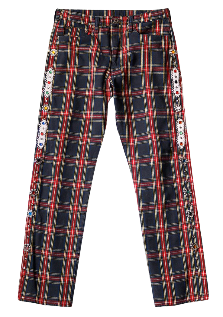 Kapital Red Plaid Monkey Cisco Jeans