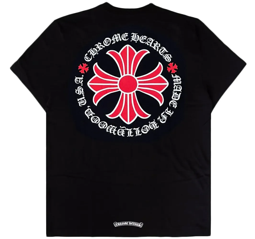 Chrome Hearts 'Red Plus Cross' Black Tee
