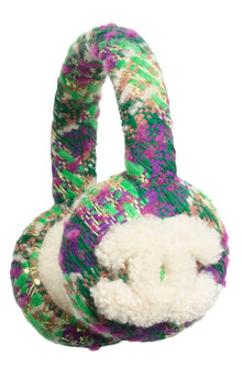 Chanel Green Tweed and Shearling Earmuffs