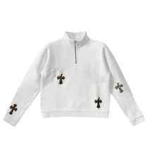 Chrome Hearts 'Leopard Cross Patch' White Quarter Zip
