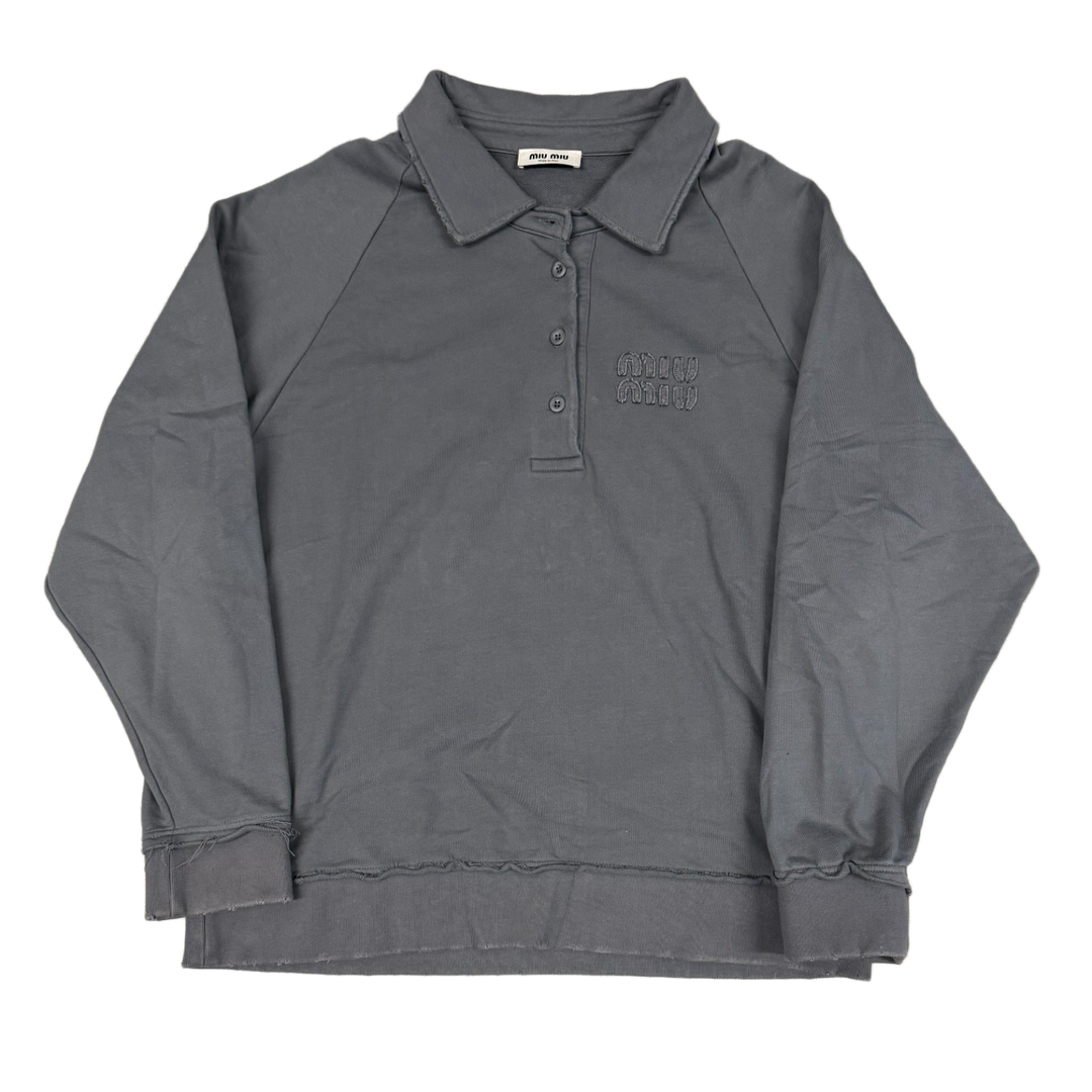 Miu Miu 'Grey' Collared Polo Longsleeve