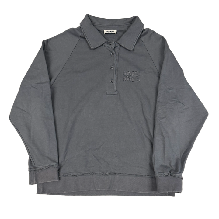 Miu Miu 'Grey' Collared Polo Longsleeve