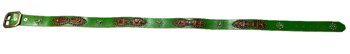 Studded 'Brown Alligator Green Gem Sun' Green Belt