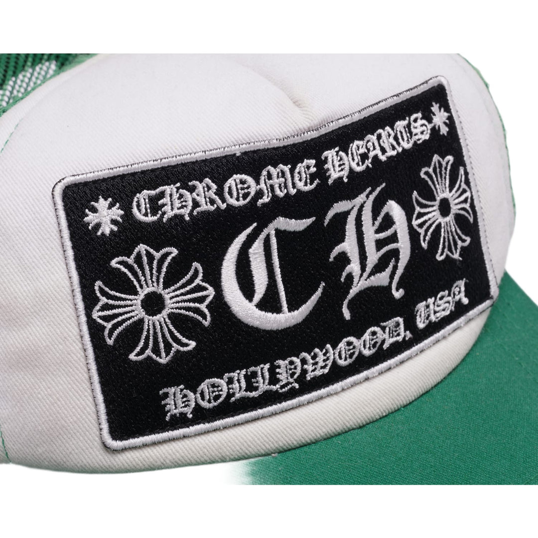 Chrome Hearts CH Hollywood Green/White Trucker Hat