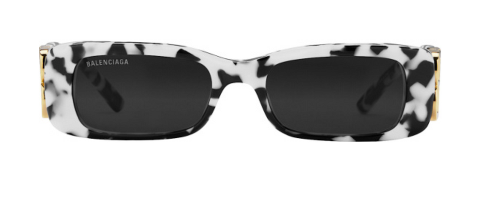 Balenciaga 'Dynasty Rectangle' White/Black Sunglasses