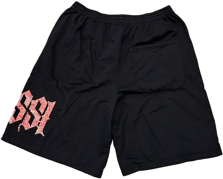 Bossi 'Red/Grey' Classic Logo Rhinestone Sweatshorts