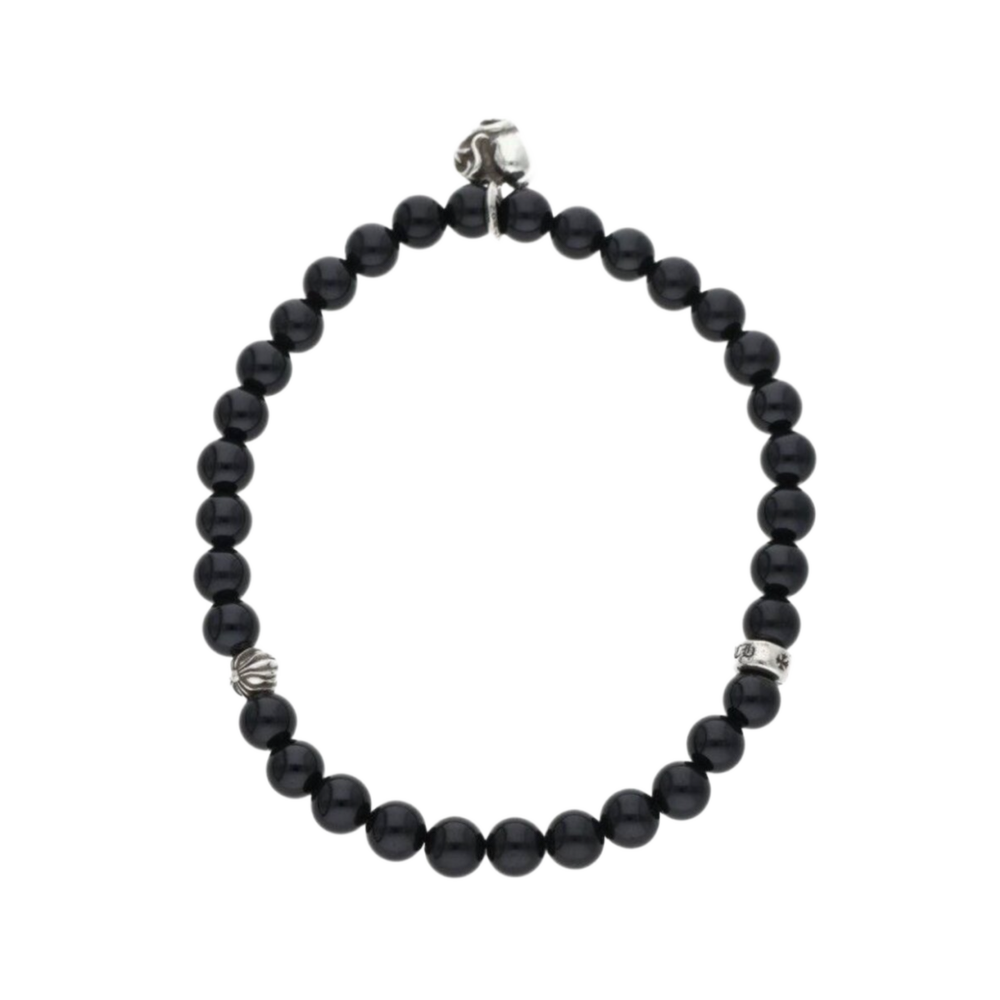 Chrome Hearts 'Floral Heart Pendant' 3MM Beaded Bracelet