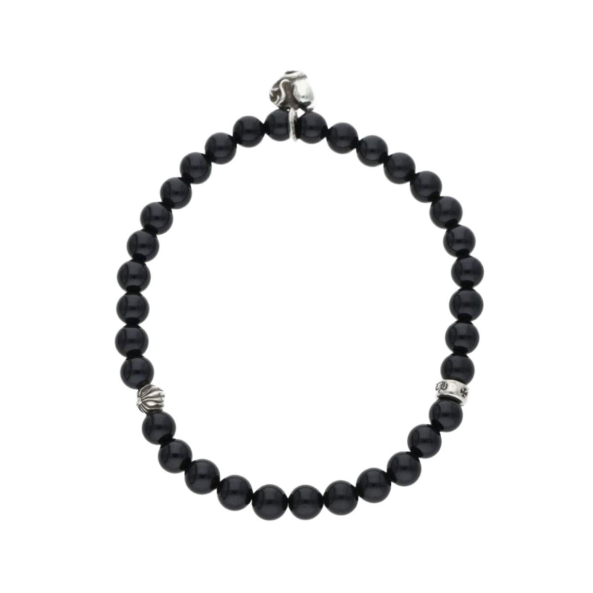 Chrome Hearts 'Floral Heart Pendant' 3MM Beaded Bracelet