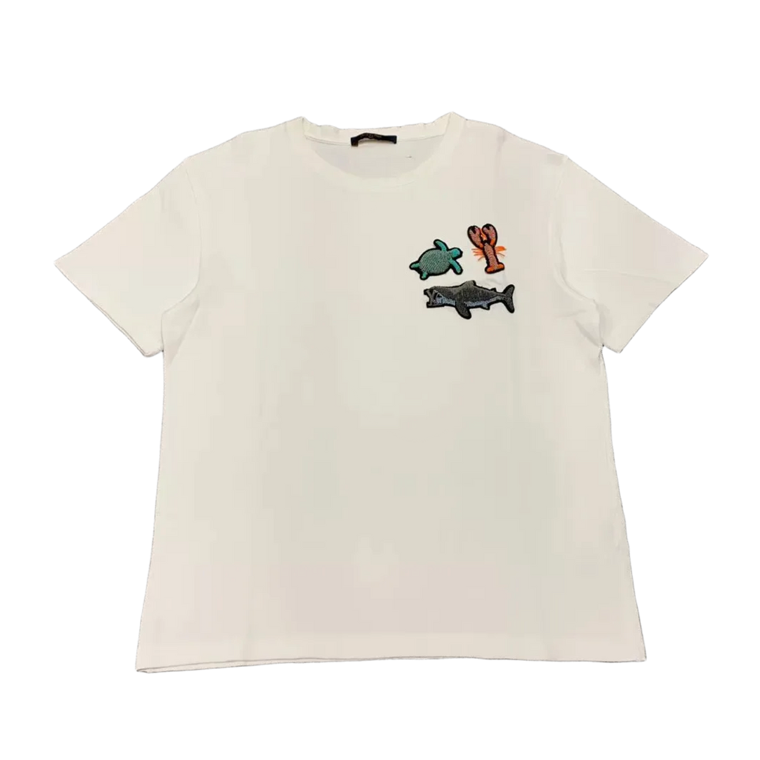 Louis Vuitton 'Cream' Ocean Animal Beaded Tee