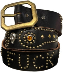Studded 'Orange Gem Skull' Fuck Off Belt