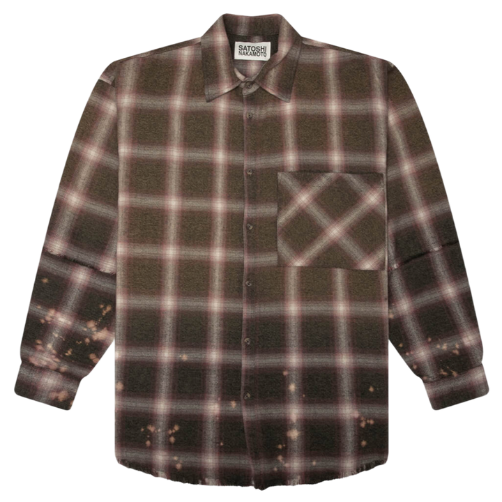 Satoshi Nakamoto 'Burgundy and Green' Bleach Logo Flannel