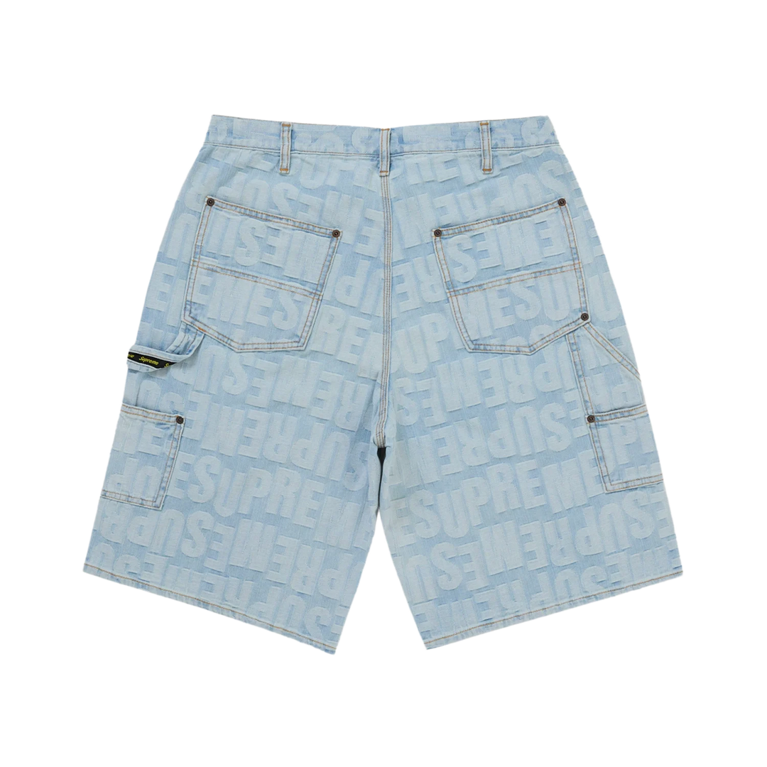 Supreme Repeat Jacquard Double Knee Denim Short Light Washed Indigo