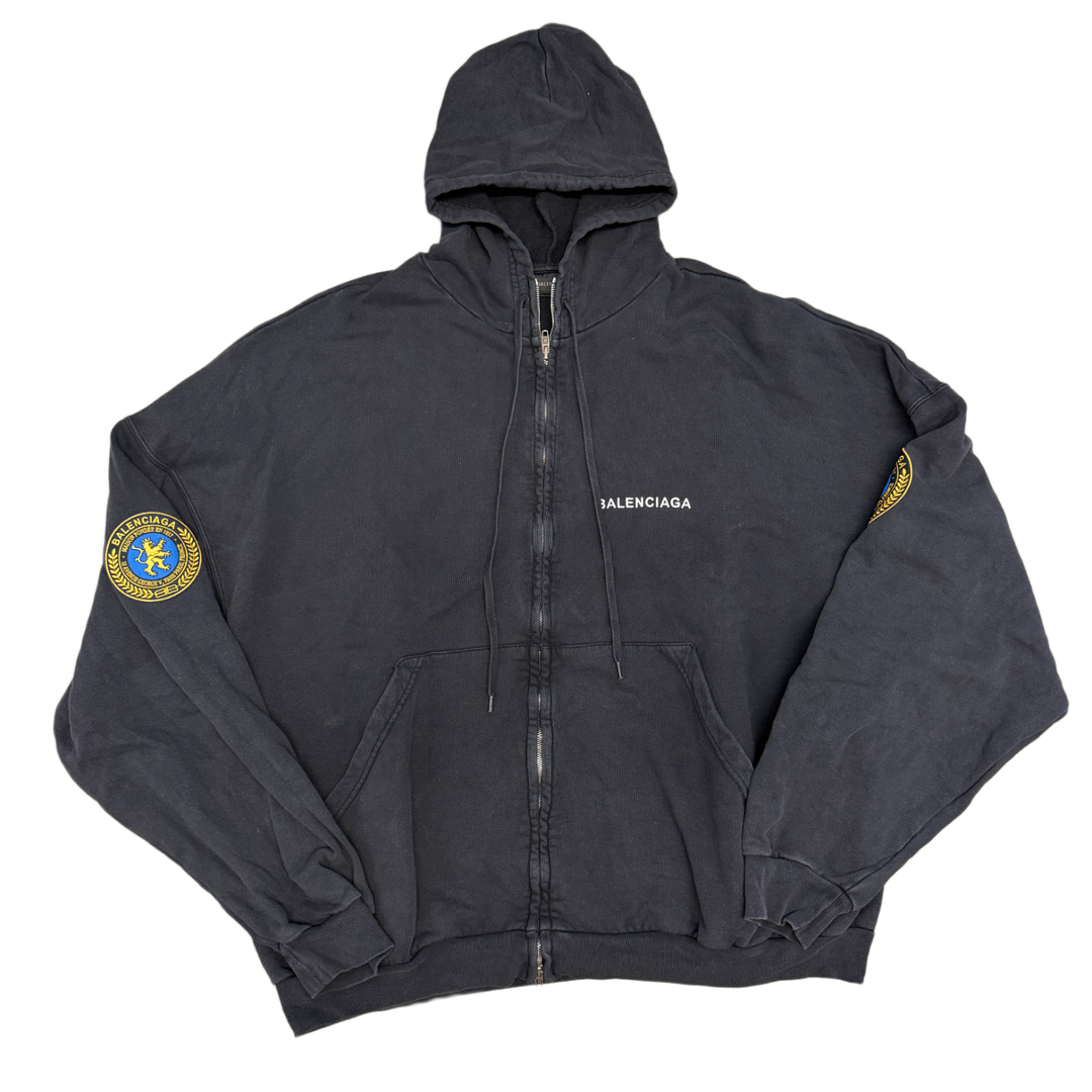 Balenciaga 'Motif Logo' Black Zip-Up