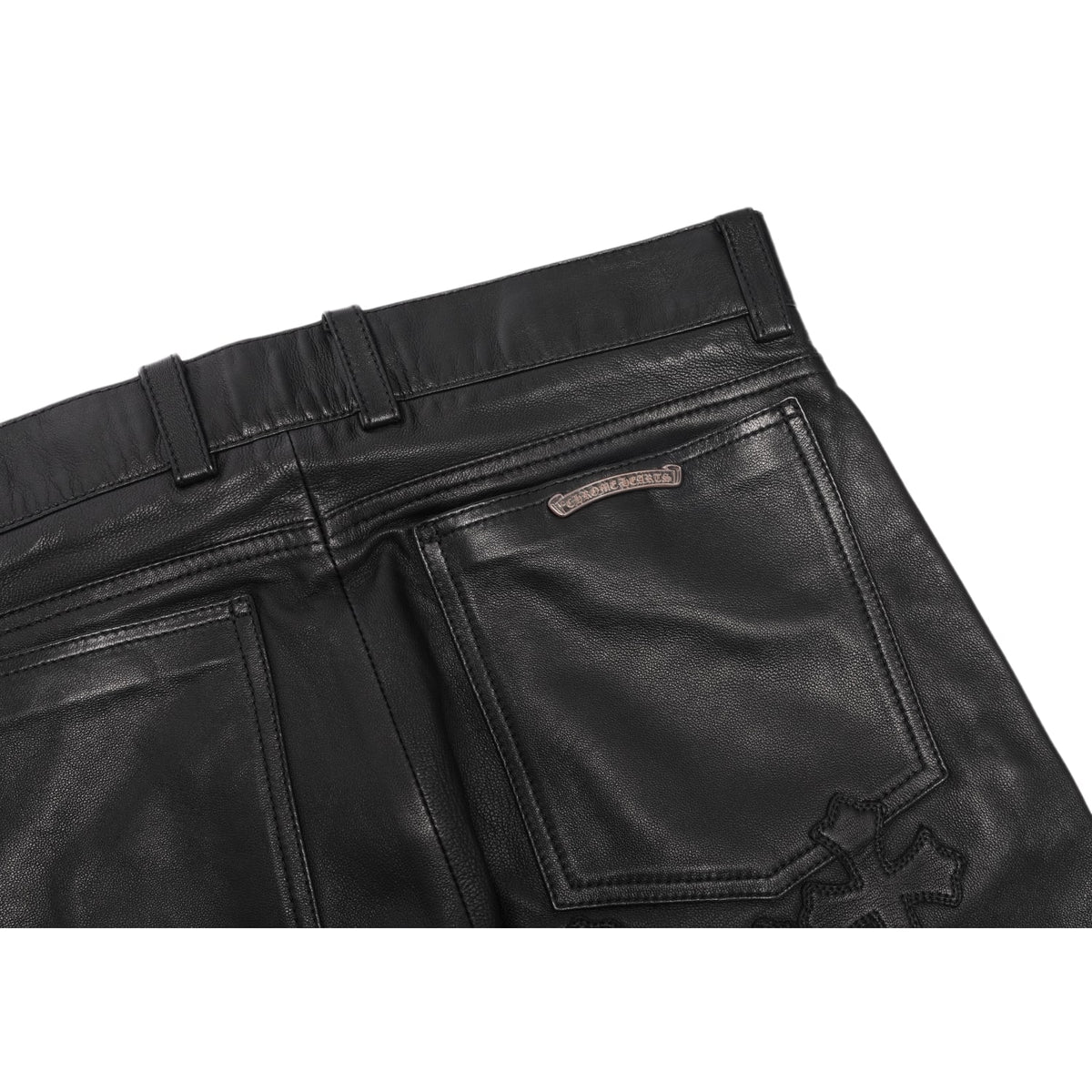 Chrome Hearts Kids 'Black' Leather Cross Patch Pants