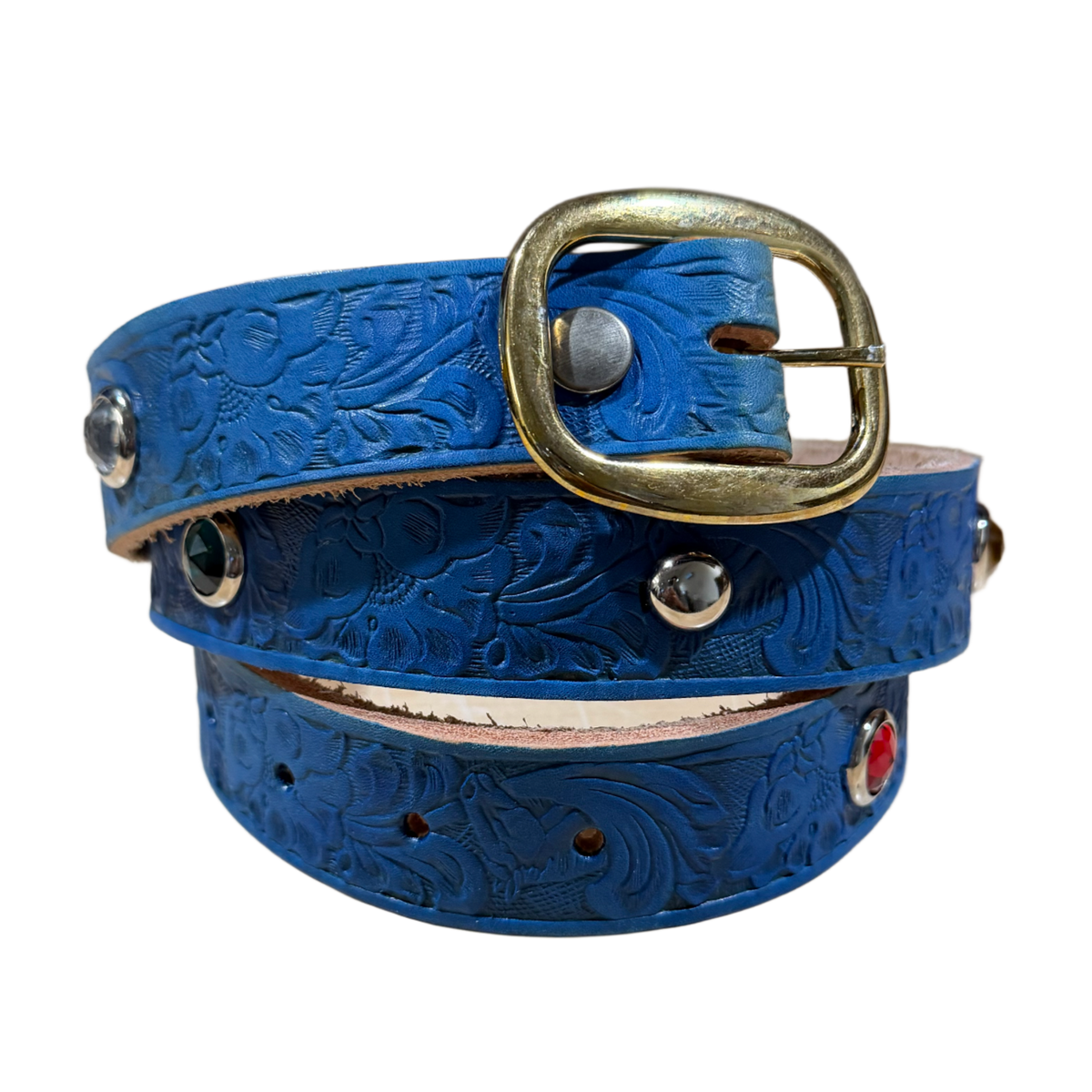 Vintage 'Horse Engraved' Blue Belt