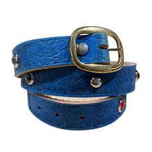 Vintage 'Horse Engraved' Blue Belt