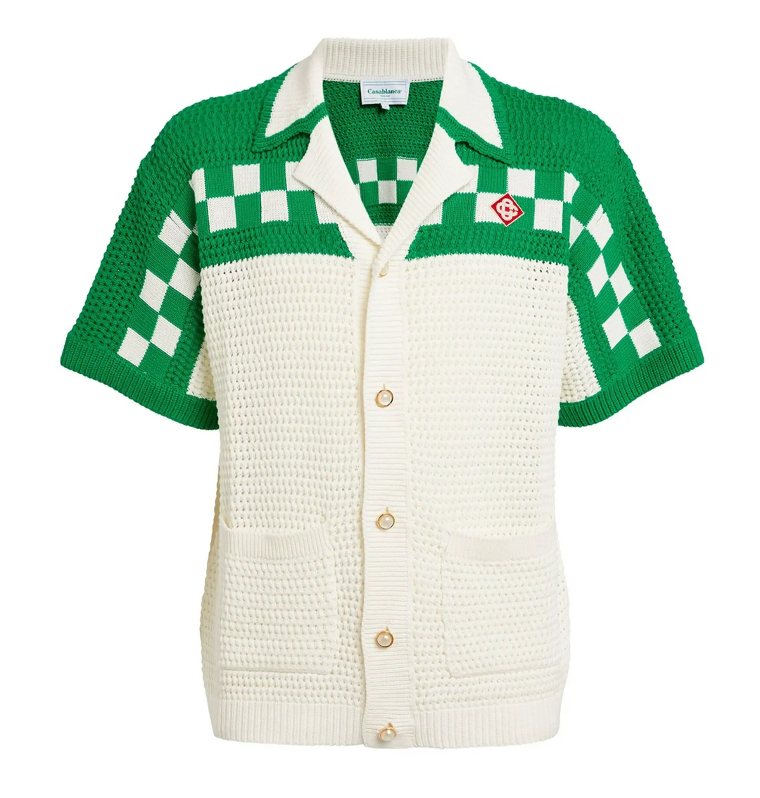 Casablanca 'Green Checker' Knit Button Shirt