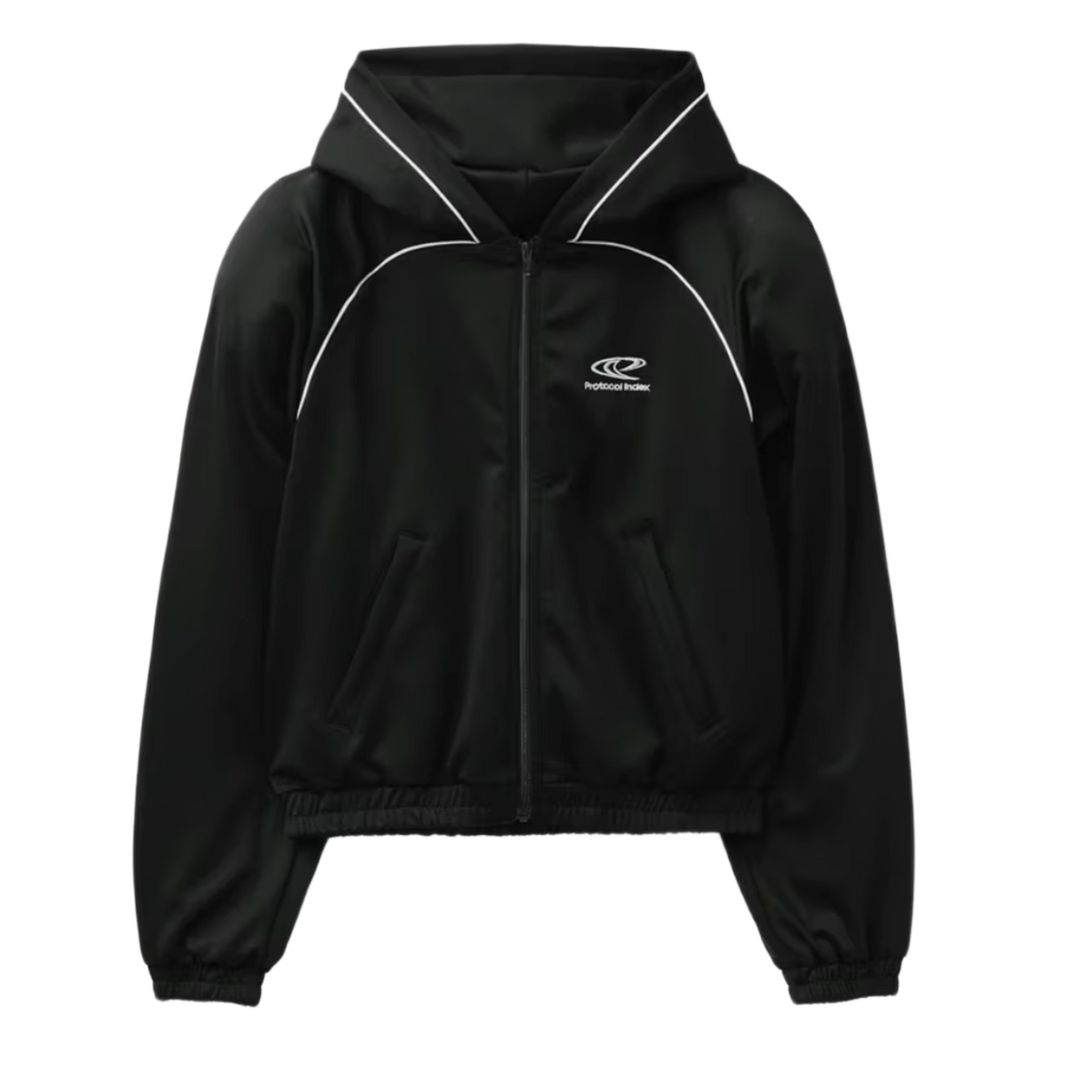 Protocol Index 'Black' Padded Shoulder Zip Up Hoodie