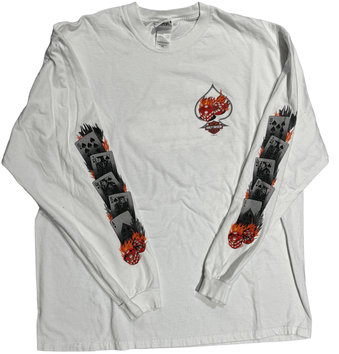 Harley Davidson 'Vegas Poker' Vintage White Longsleeve Tee