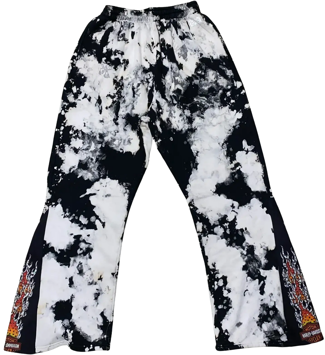 Bossi 'Harley Davidson Flame' Black / White Tie-Dye Sweatpants