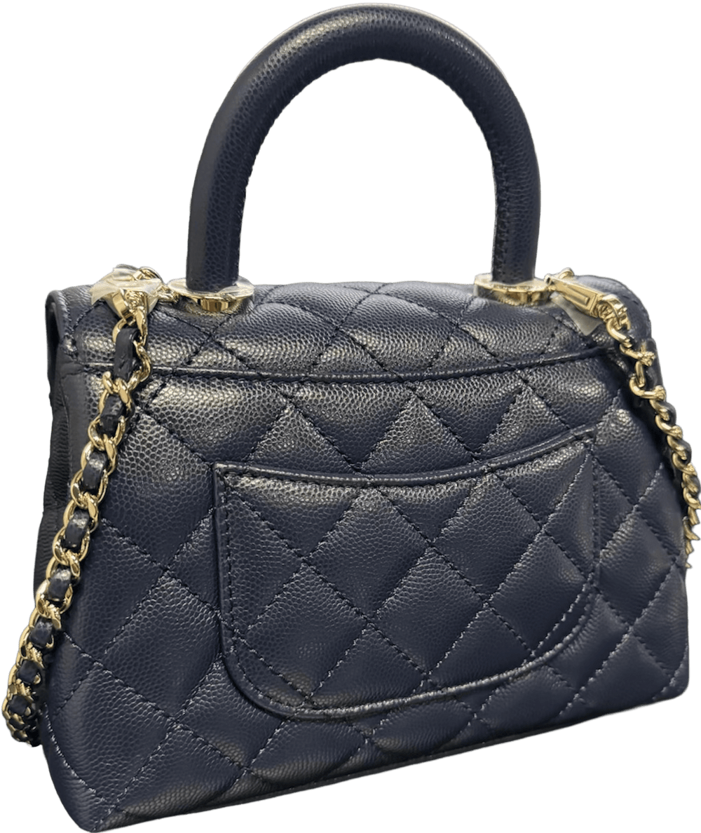 Chanel 'Navy' Quilted Lambskin Handle Bag