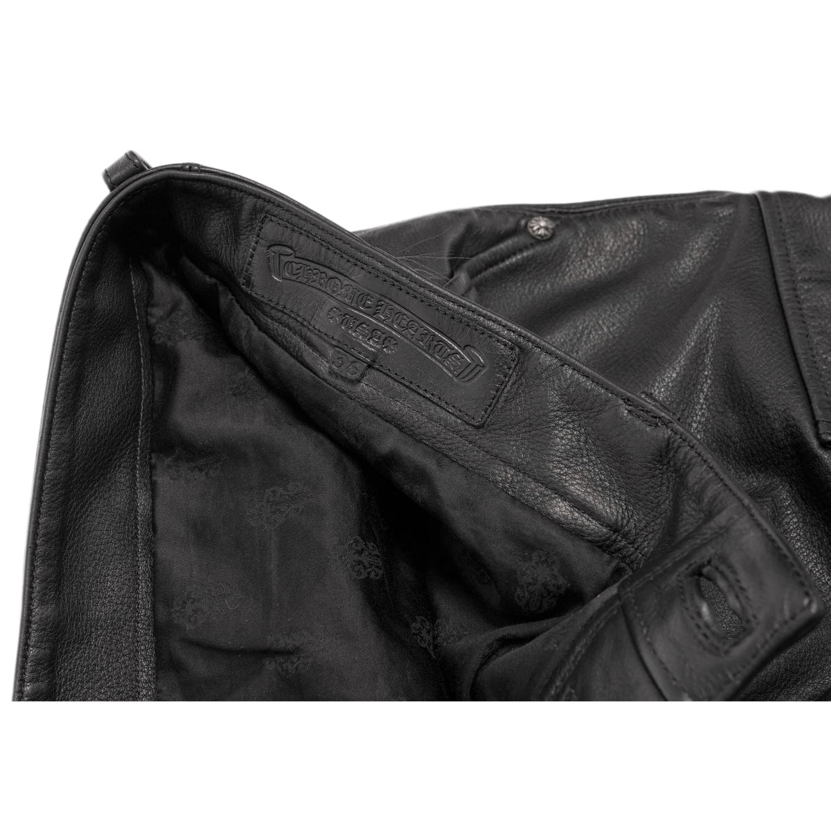 Chrome Hearts 'Devil Dog' Black Leather Cargo Pants