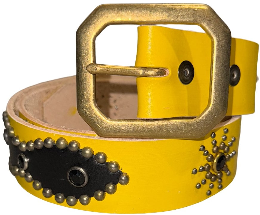 Studded 'Black Gem/Sun' Yellow Belt