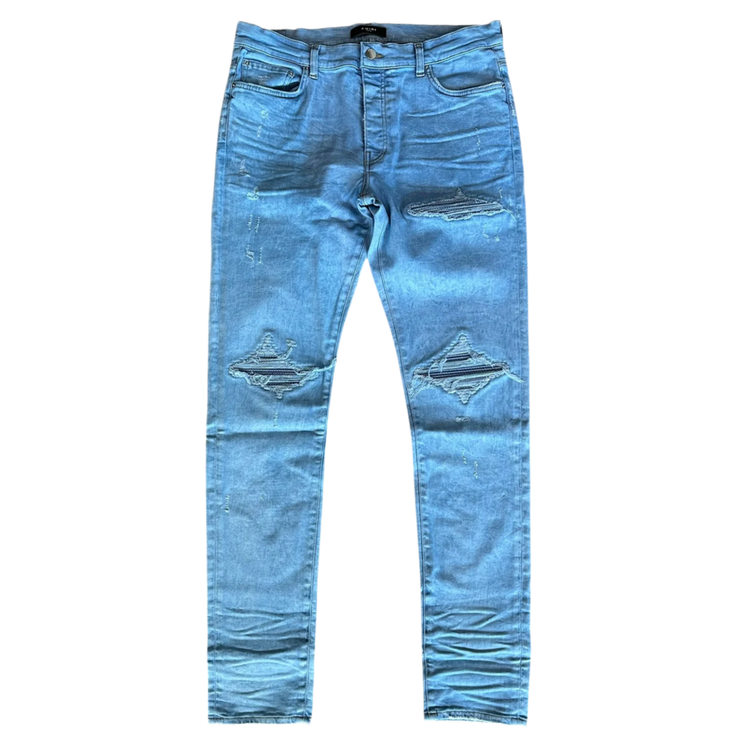 Amiri 'Overdyed Blue' Mesh Patch MX1 Jeans
